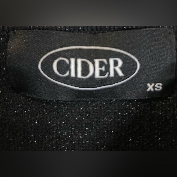 Adorable CIDER SWAN PRINT Black Sparkly KNIT Sweater Mini DRESS Boho Rare XS - Picture 6 of 6